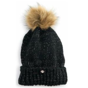 LC Lauren Conrad Black Slubbed Yarn Beanie